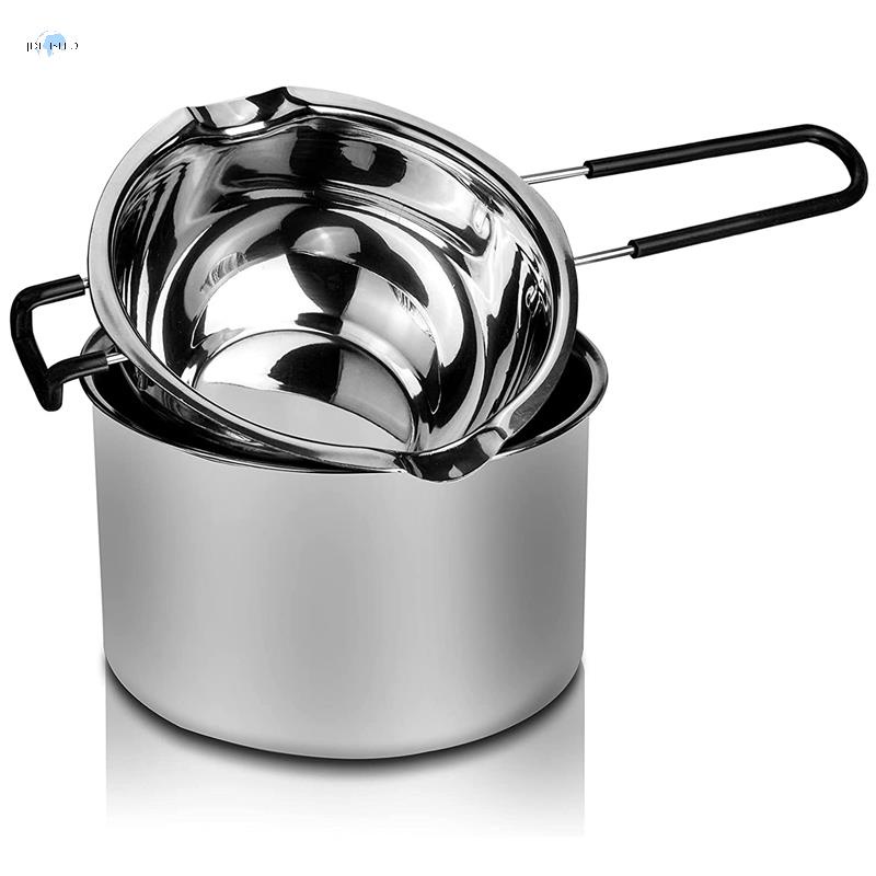 ULTNICE Stainless Steel Double Boiler Pot Butter Chocolate Melting Pot Candle Making Pot with Heat Resistant Handle for Melting Chocolate Candy and Candle Making 600ml 