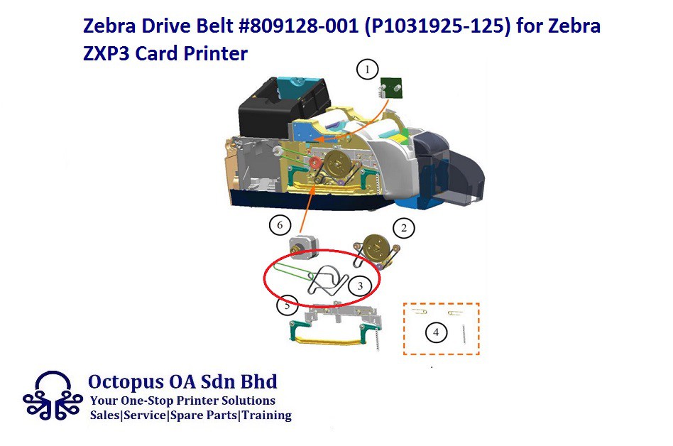 Zebra Drive Belt 809128 001 P1031925 125 For Zebra Zxp3 Card Printer Shopee Malaysia