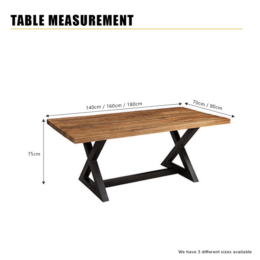 FINSSO: COHEN 5cm Thick Solid Rubber Wood Dining Table / Meja Makan / Study Table / Office Table / Computer Table