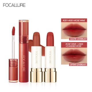 Image of FOCALLURE lipstick + lip gloss set, soft, non-clumping