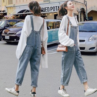 Overall Celana  Panjang Jeans Denim Lurus Longgar Warna 