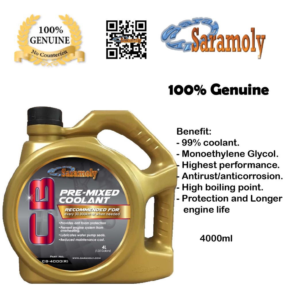 Saramoly Pre-Mixed Coolant - Red 4 Liter / coolant / coolant kereta / blue  coolant / coolant biru