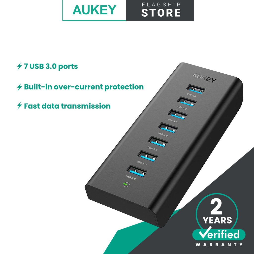 Aukey CBH3 Powered USB Hub with 7 USB 3.0 Hub Shopee Malaysia