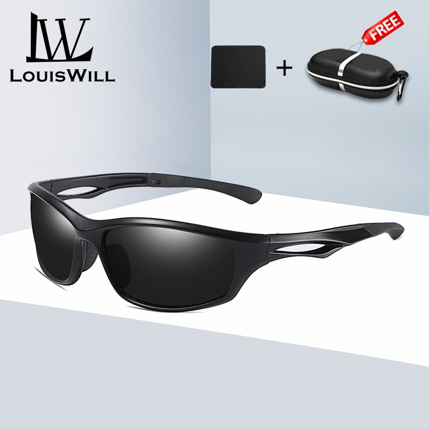 LouisWill Polarized Sports Sunglasses Unbreakable Frame Classical Fashion Glasses UV400 Sunglasses Outdoor Activities Driving Fishing Racing Eyewear Non-slip Temples Sun Glasses