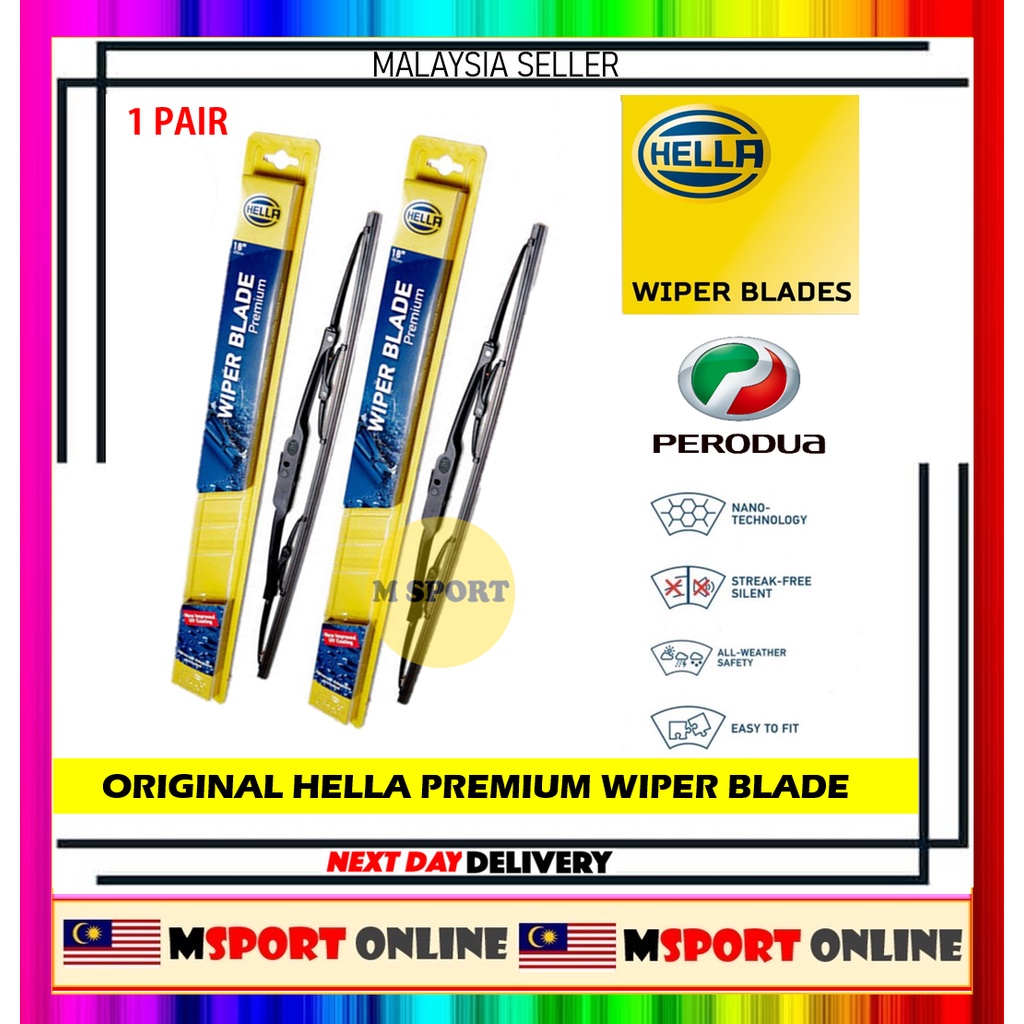 Pair Original Hella High Quality Premier Wiper Perodua Myvi Lagi