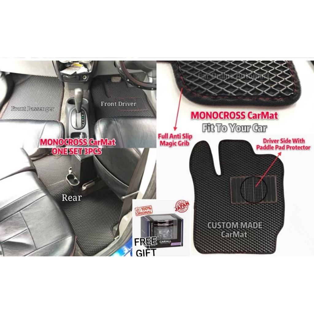 Toyota Monocross Carmat Customize Car Floor Mat Black With Red