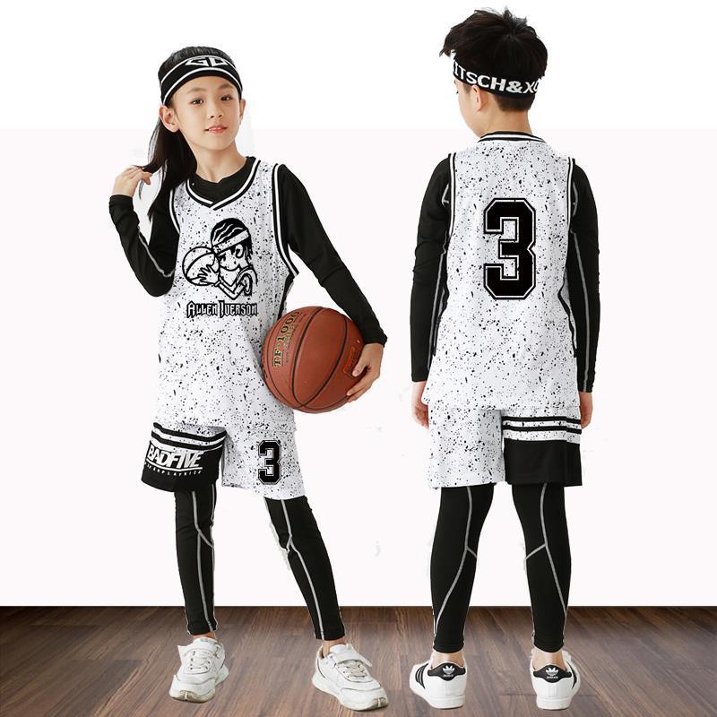秋季儿童男篮球服跑步健身套装 Autumn Children S Basketball Suit Running Fitness Suit儿童篮球服 套装男女童训练球衣幼儿园小学生定制比赛四件套演出服