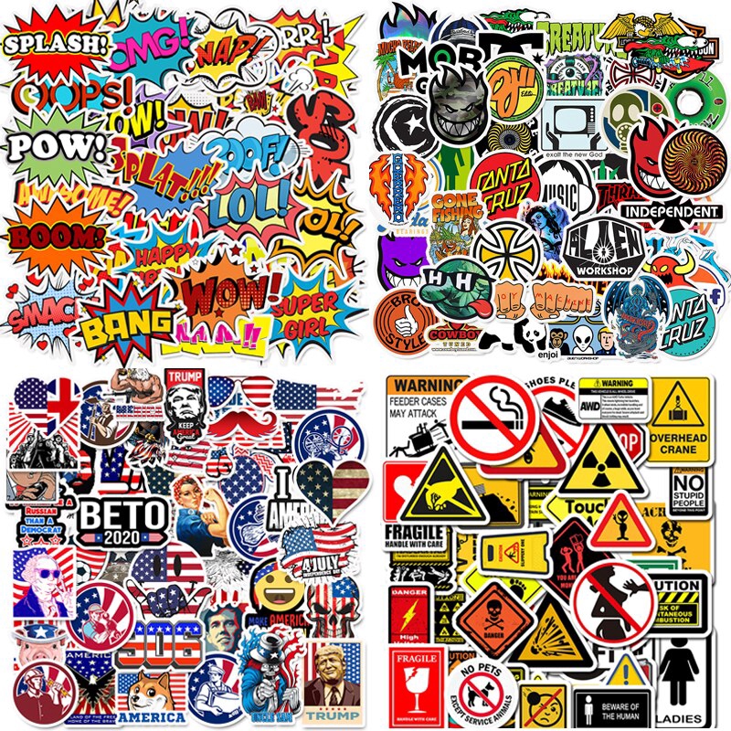 Set of 50 funny graffiti printing stickers made from classic style