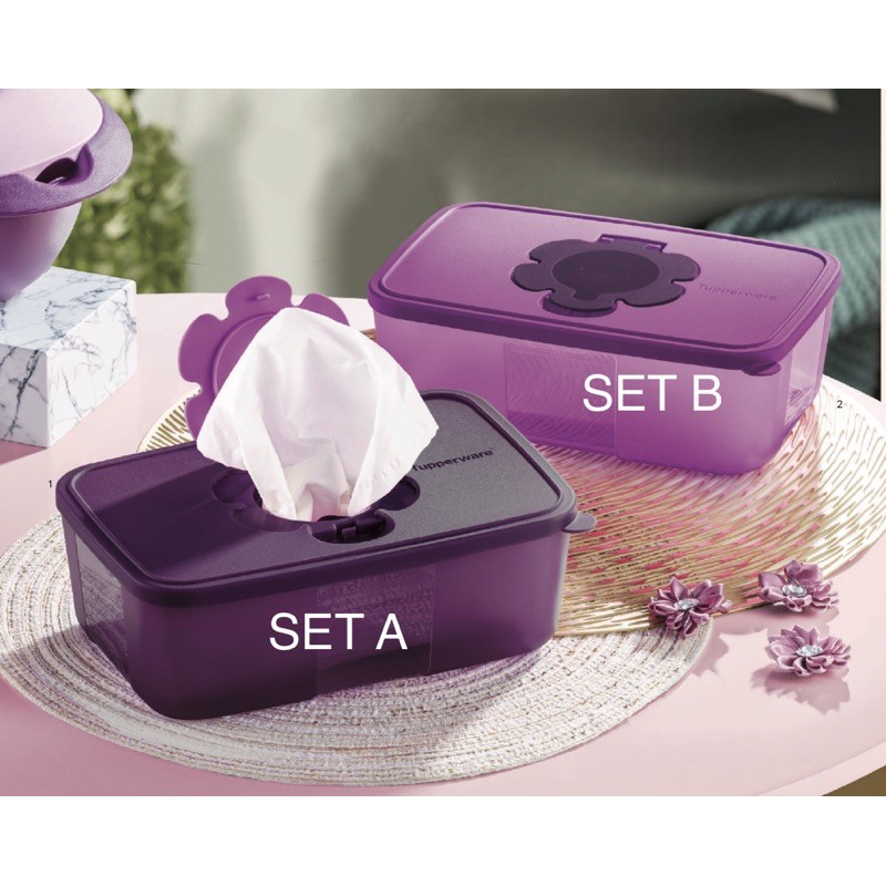 Tupperware Purple Royale Tissue Box (1)