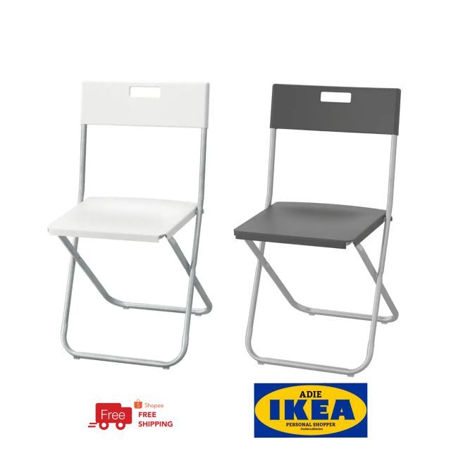 Ikea Gunde Folding Chair White Black Shopee Malaysia