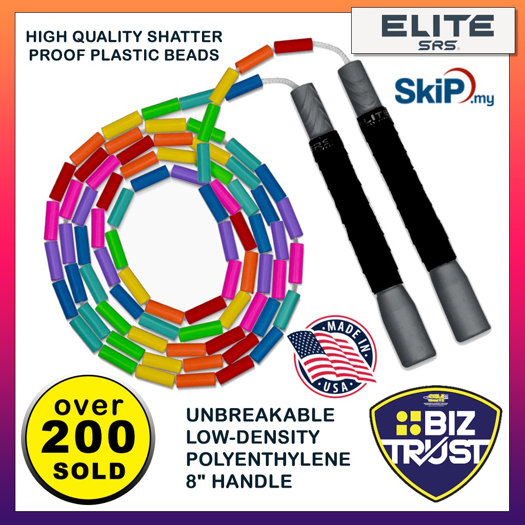 Elite SRS Adult Jump Rope For Fitness Designed for Beginners or Pros Who are Looking for A Heavy Exercise Jump Rope Beaded Heavy Skipping Rope for Exercise With Unbreakable Long Handles and Shatterproof Beads 