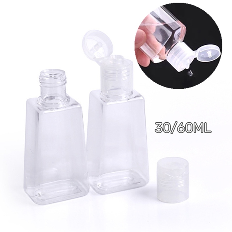 1Pc 30/60ML Portable Flip Cap Trapezoidal Hand Sanitizer Bottle Multipurpose Empty Refillable Plastic Container Home Travel Accessories