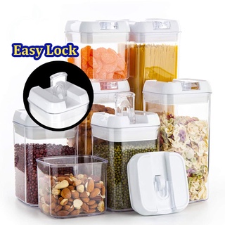 Easy Lock Organizer Cereal Box Large Capacity Air-Tight Food Container Kitchen Storage Pot Dry Grain Milk Powder Sugar