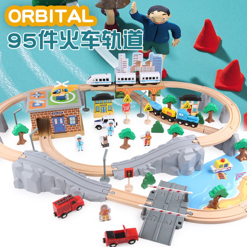 95 piece wooden train set