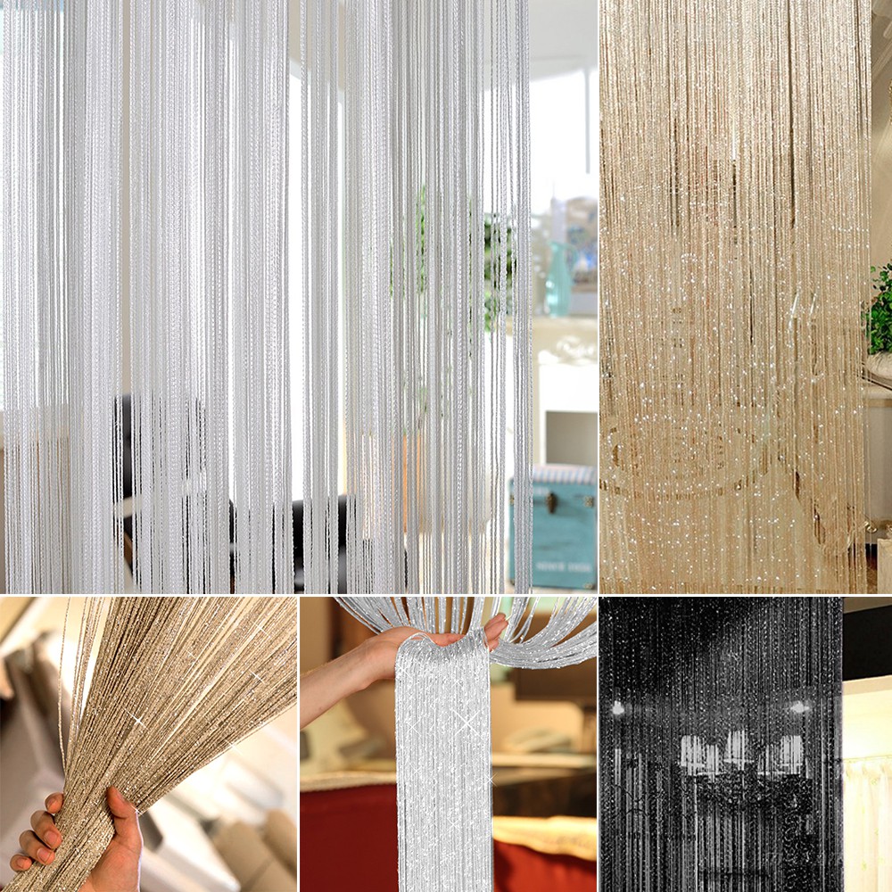 Fashion String Sparkle Curtains Patio Fly Screen Fringe Room