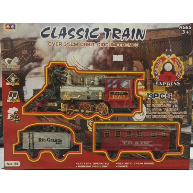 classic train set with smoke