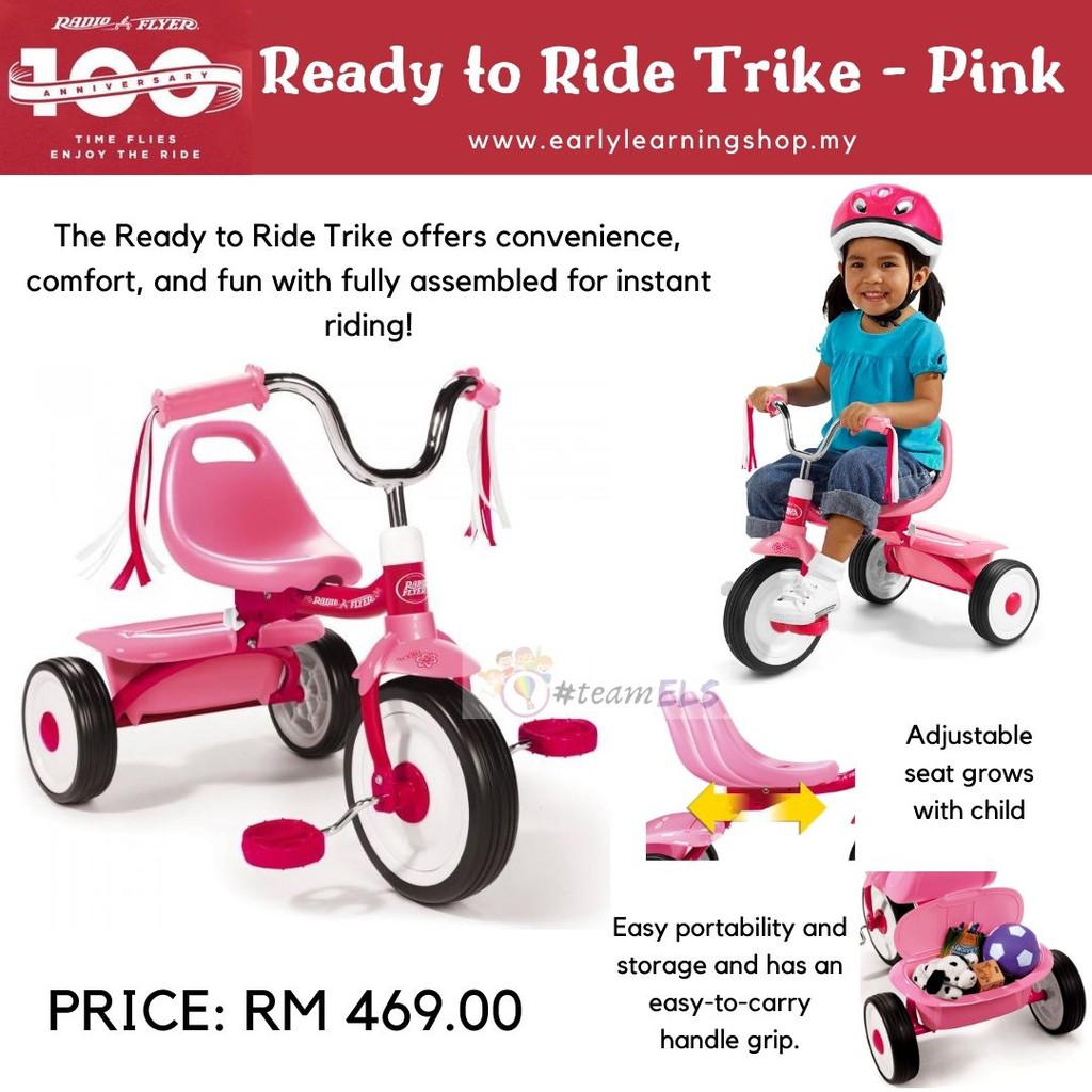 radio flyer tricycle with push handle pink