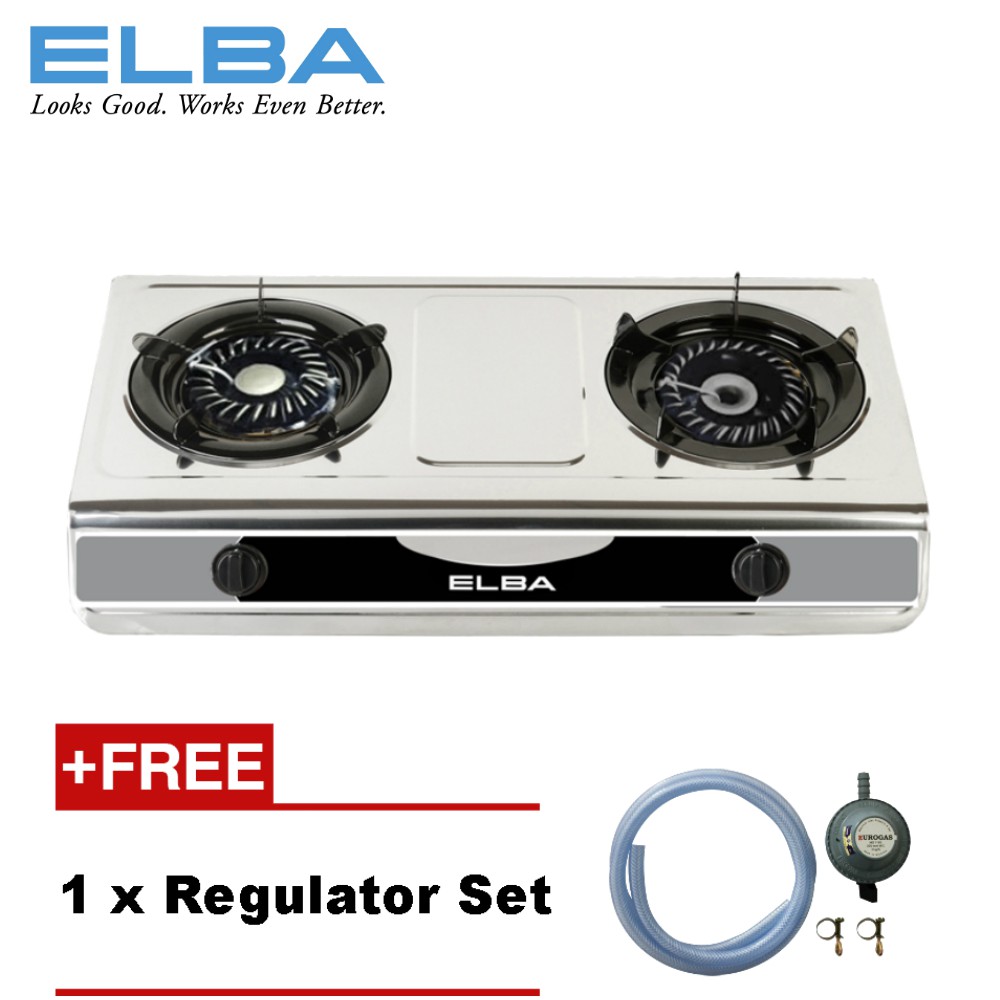 Elba Egs F7112 Ss Gas Stove Steel 2 Burner Gas Cooker Free