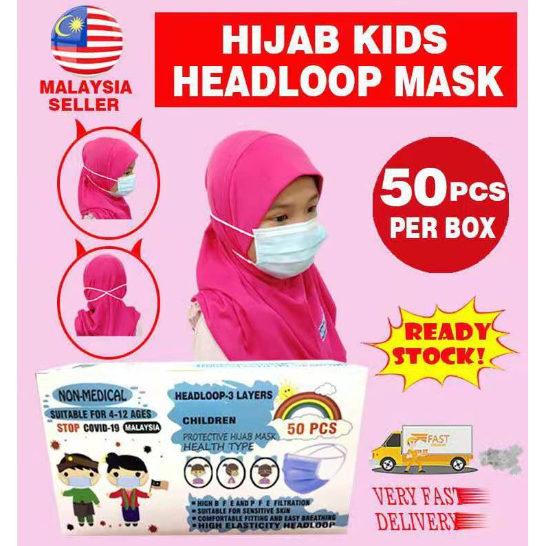headloop mask  kids 3 ply hijab mask  headloop kids mask  3  