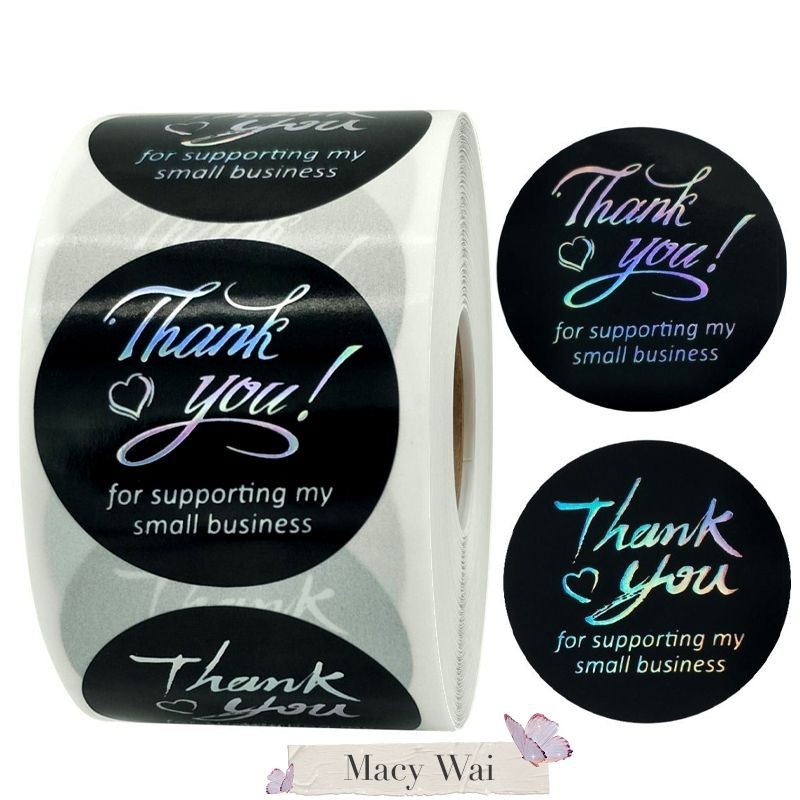 Ready Stock 2 Pattern 1 5inch 3 8cm Thank You For Supporting My Small Business Sticker Label Baking Decoration