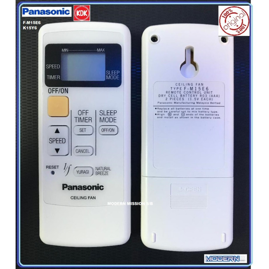 Panasonic Ceiling Fan Remote Control For F M15e6 Kdk K15y6 Shopee Malaysia