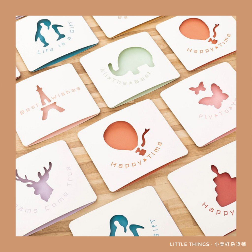 Min. Order Rm1) Paper Cut Simple Minimalist Greeting Birthday Message Card