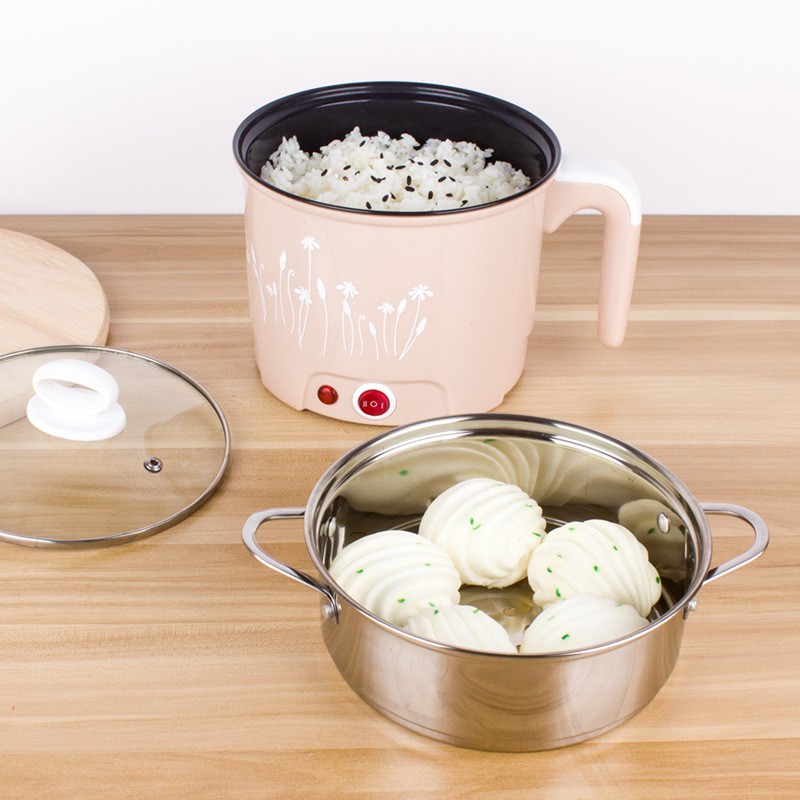 【Free】Multi-function Electric Skillet Noodles Rice Cooker Thermal Insulation Cooking Pot Pan Food Container