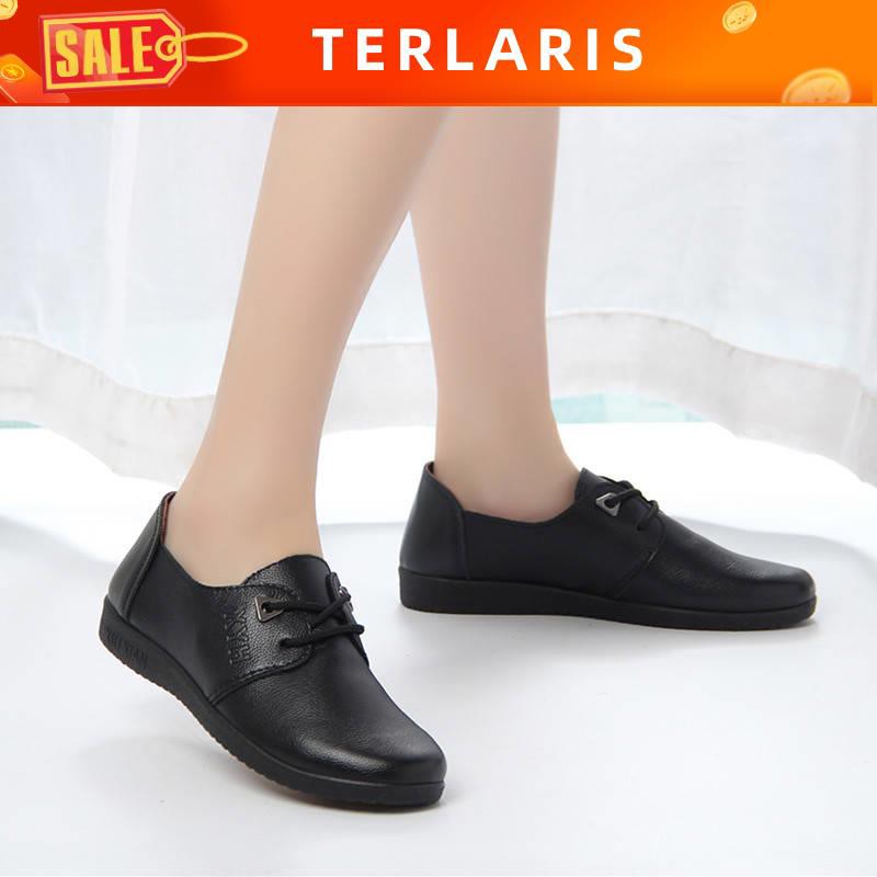 Ready Stock Kasut Wanita Murah Sepatu Perempuan Kasut Kulit Wanita Musim Bunga Dan Musim Gugur Kfc Kasut Kerja Wanita Kulit Hitam Kasut Flat Ibu Bawah Lembut Tanpa Kasut Kasut Wanita Slip