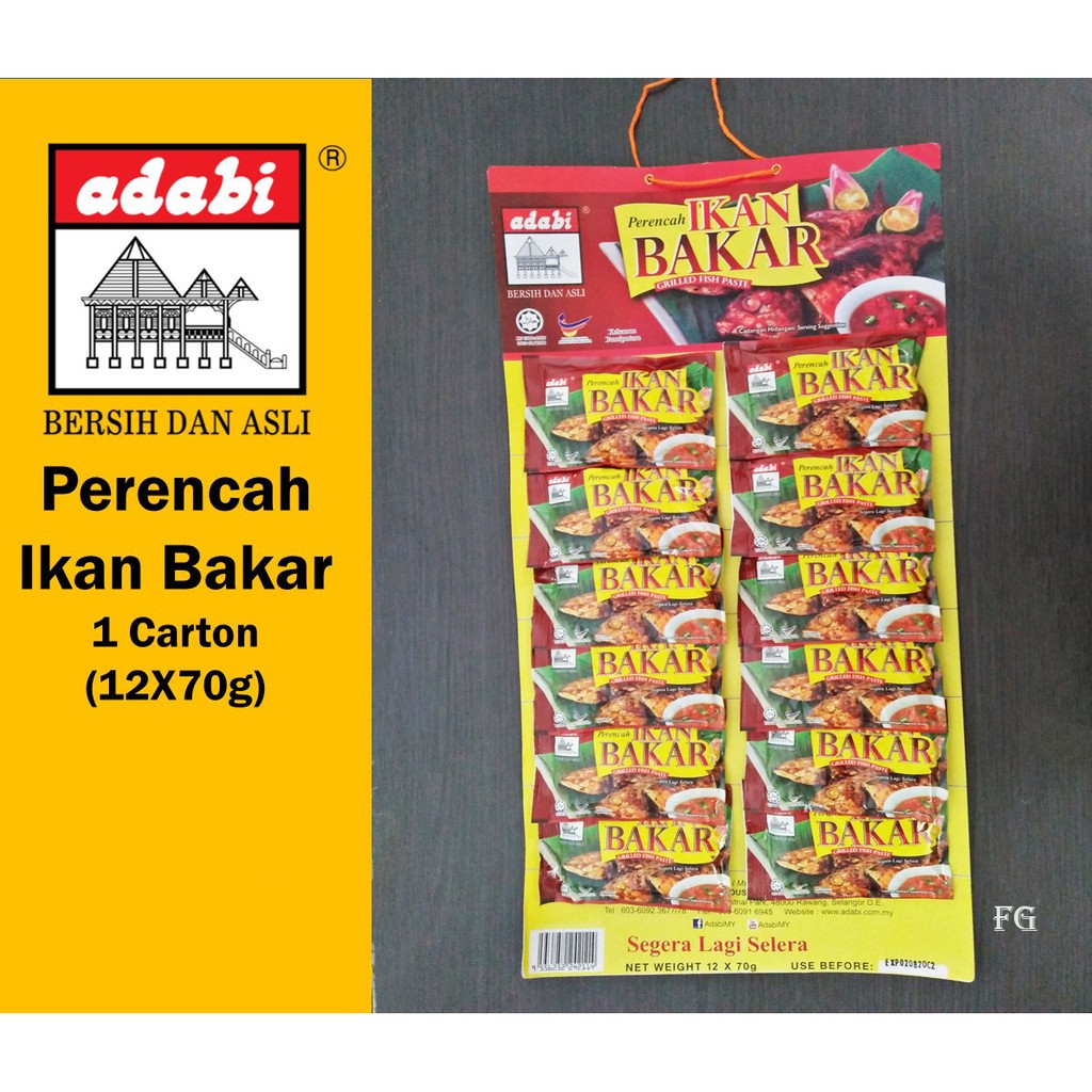 Adabi Perencah Ikan Bakar 1 Papan 12x70g Shopee Malaysia