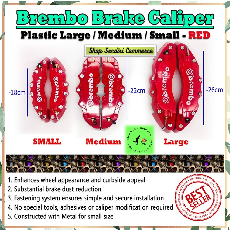 Brembo Brake Caliper Cover Rear disc Cover Plastic (RED) 2pcs