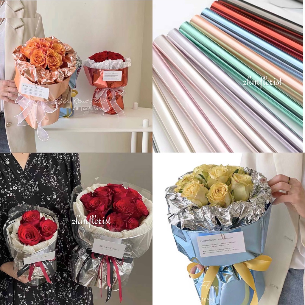 (20PCS) MIRROR Waterproof Flower Wrapping Paper Bouquet Wrapping Flower