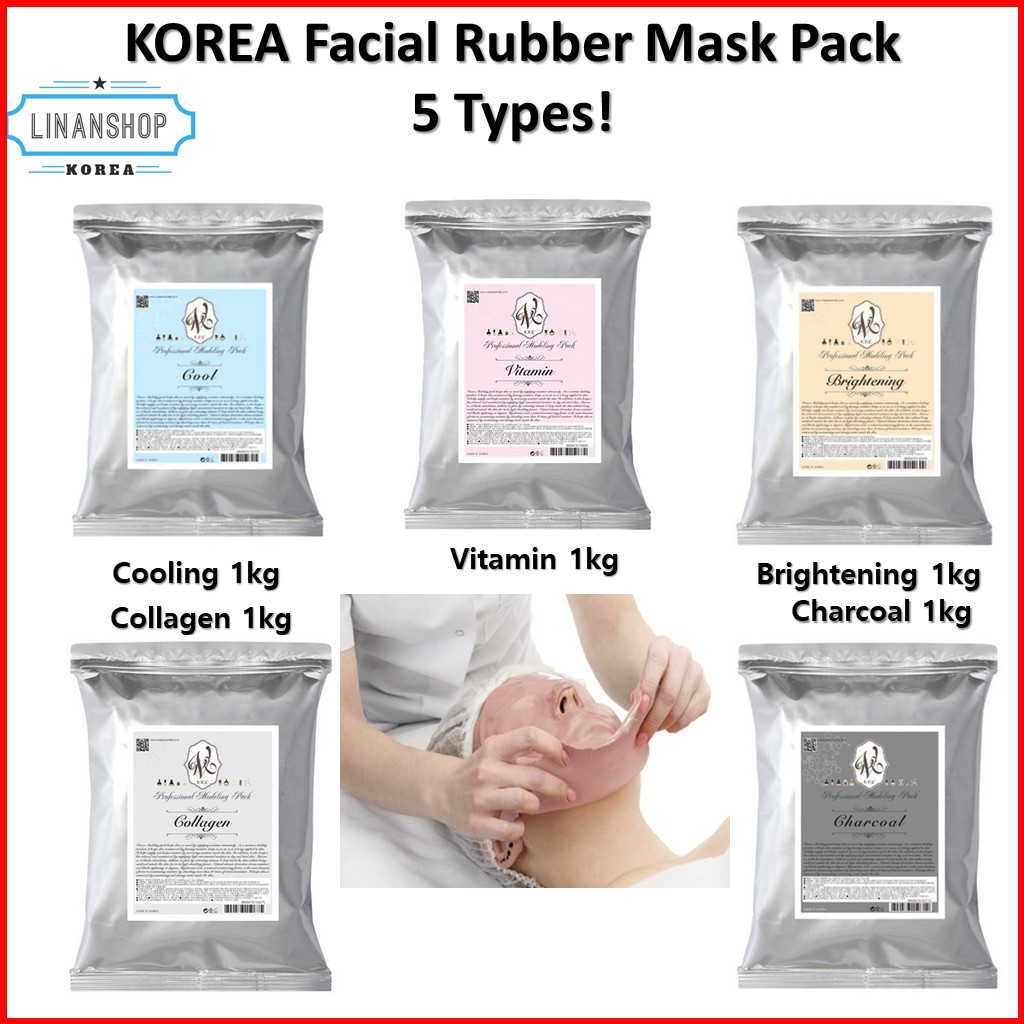 KOREA [Aesthetic & Spa Use] BEST 5 Types of Korean Facial Rubber Modeling (Powder) Mask Pack (Vitamin, Cooling, Collagen, Brightening, Charcoal / 1kg x 1 EA) (Modeling Mask Pack)