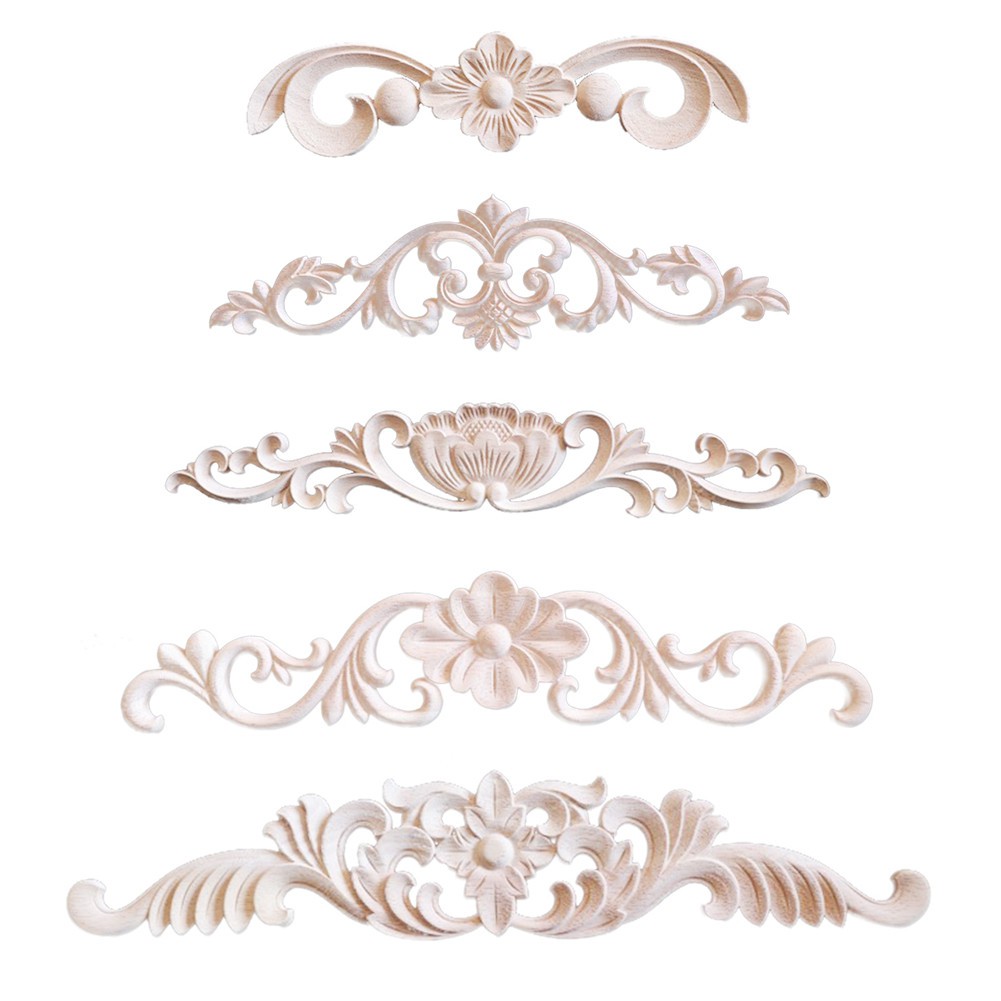 Cinglen Wood Carved Corner Onlay Vintage Applique Frame Wall