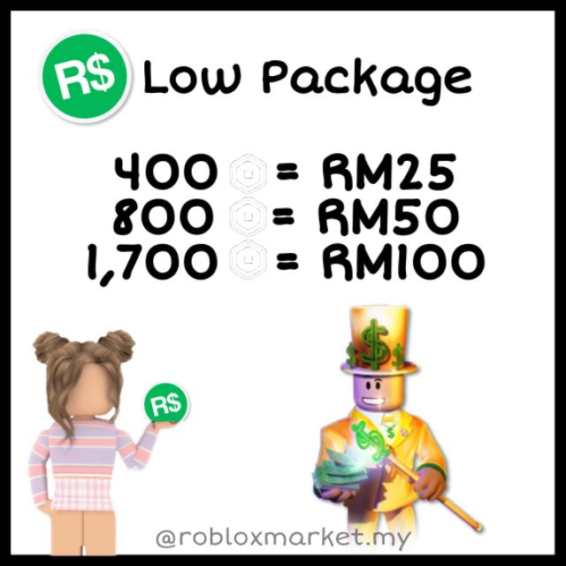 Roblox Robux 80 400 Robux Shopee Malaysia - how to get robux cheaper