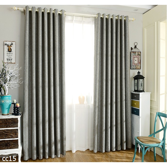 Thickened Medium Grey Cotton And Linen Bedroom Shade Curtains