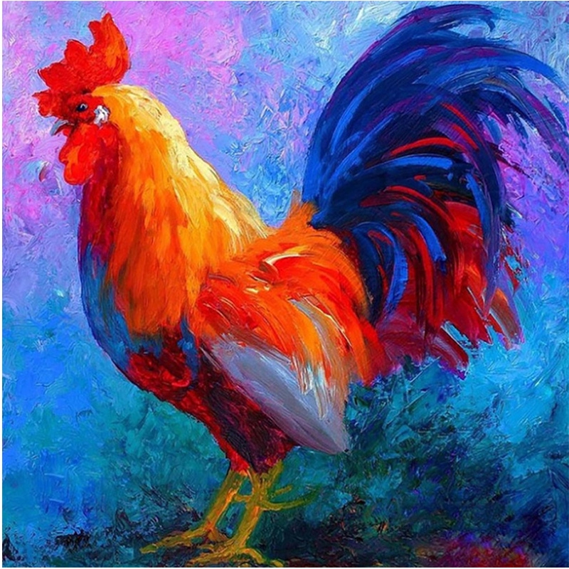 5d Diamond Painting Full Drill Colorful Rooster Chicken Needlework