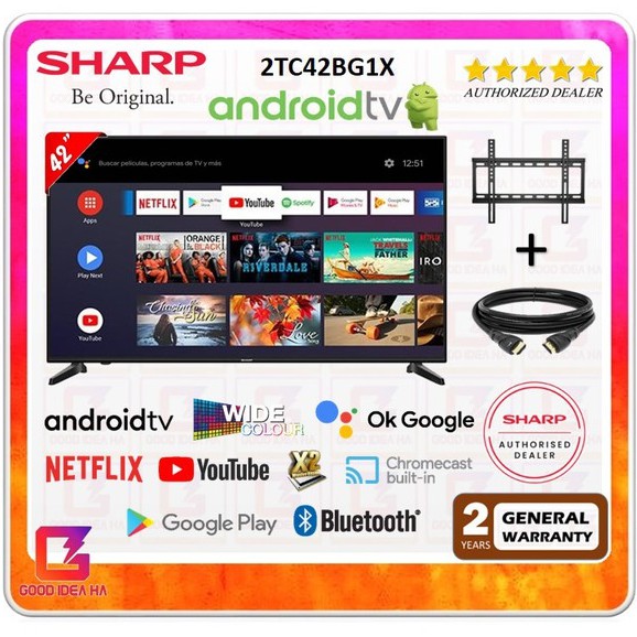 Free Bracket Hdmi Cable Sharp Aquos 2tc42bg1x 42 Inch Full Hd Android 9 0 Tv Smart Tv Shopee Malaysia