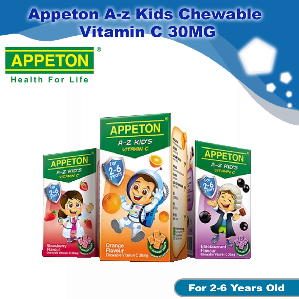 Appeton A-z Kids Chewable Vitamin C 30MG - Strawberry/Blackcurrant ...