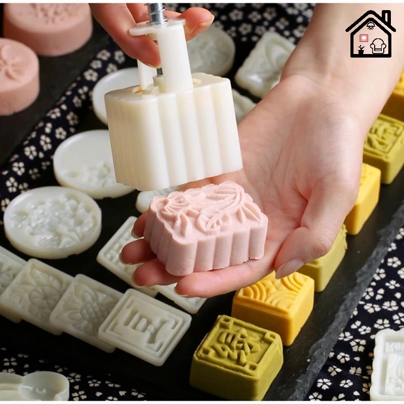 Plastic 50g Moon Cake Form Mooncake Mould / Moon Cake Stamp Traditional Press Square Jelly Mooncake Mold