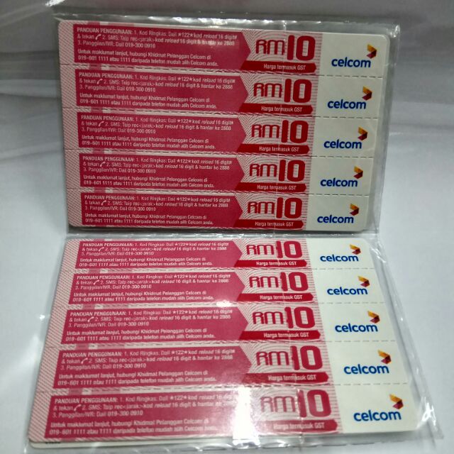 Celcom rm10 top up topup card kad tambah nilai reload ...