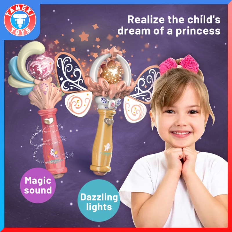 Cartoon Magic Wand Flower and Fairies Luminous Toys Anime Elegant Purple Butterfly Cane with Colorful Light and Music