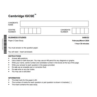 BUSINESS STUDIES - IGCSE Past Year Paper Collection With Marking Scheme ...