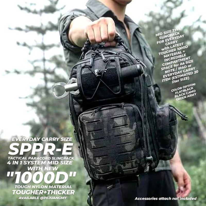 SPPR-E (EVERYDAY CARRY GEAR ) 4 IN TACTICAL PARACORD SLINGPACK by PEJUANGMY