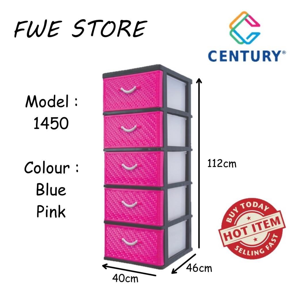 Century 5 Tier Plastic Drawer Cloth Cabinet Storage Cabinet