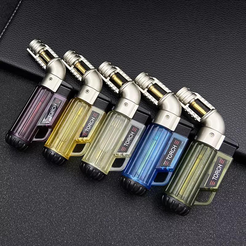 Ready Stock Fixed Jet Flame Gas Lighter Jet Two Torch Lighter Cigarette Lighters Cigar Smoking Accessories Visible Gas