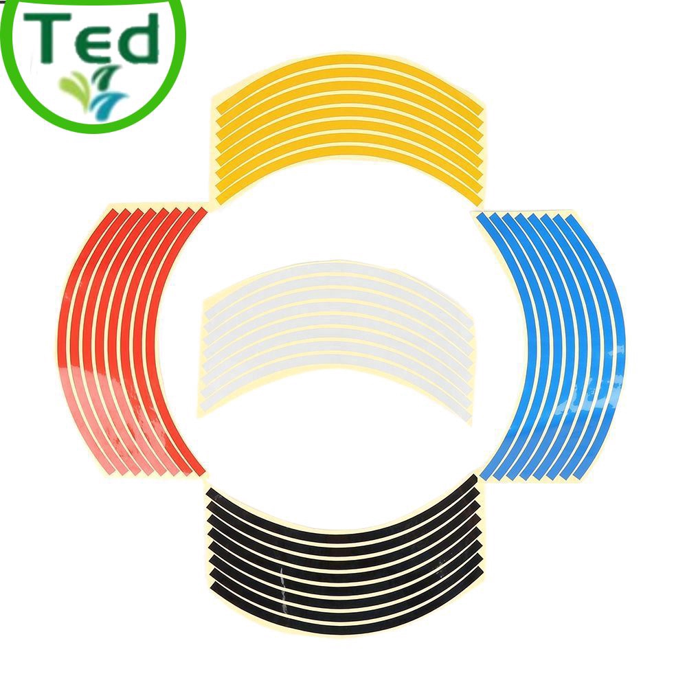 Reflective Motorcycle Motor Car 8 Pcs Rim Stripe Wheel Decal Tape