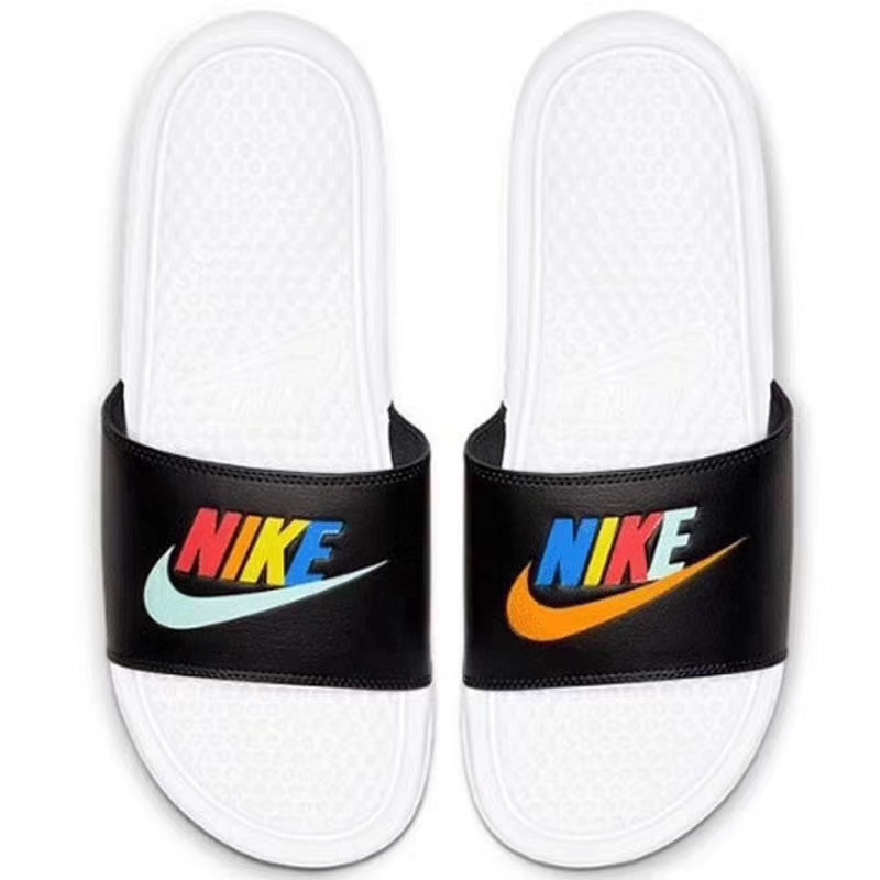 nike rainbow slippers