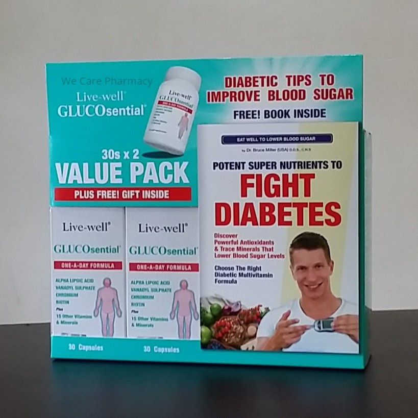 LiveWell GLUCOsential Vegetable Capsules 2x30's Free Hand Sanitizer & Booklet Shopee Malaysia