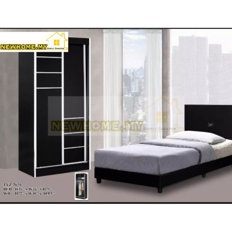 SINGLE BEDROOM SET (WARDROBE, BED INCLUDING THE MATTRESS) Shopee Malaysia