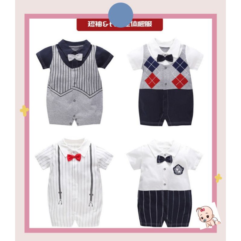 💥READY STOCK💥Baby Romper Bow Tie Gentleman Suit Baby Boy Rompers Baby